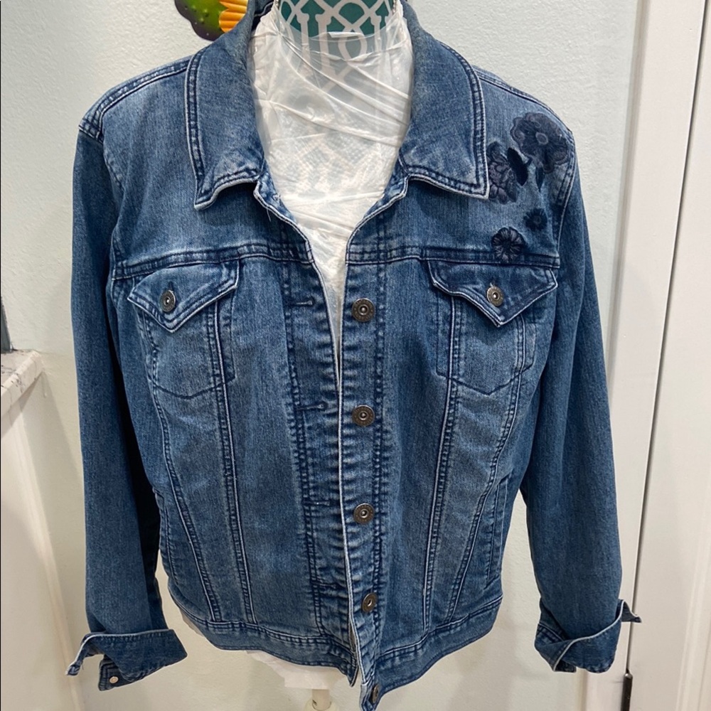 Style & Co. Embroidered Blue Jean Jacket XL
